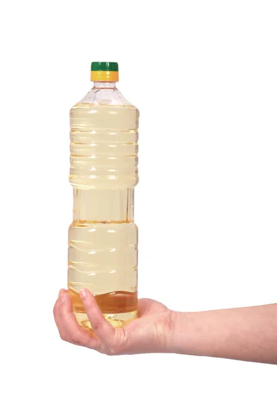 Fles van zonnebloemolie — Stockfoto