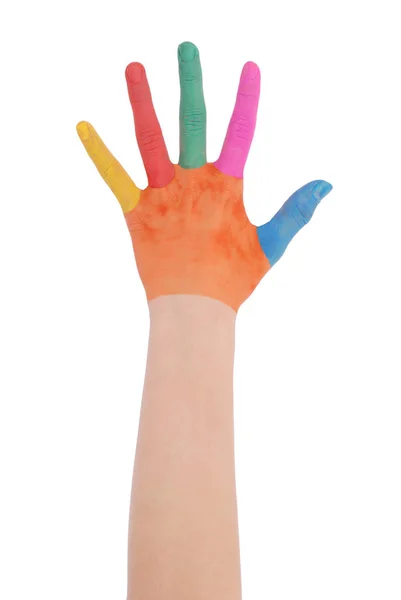 Hand of the child painted watercolor — Stock Photo, Image