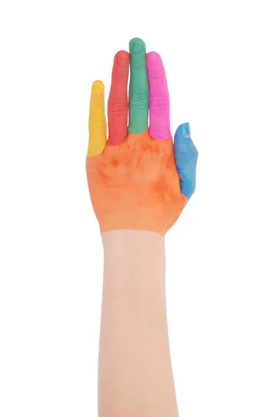 Rękę dziecka malowane akwarela — Zdjęcie stockowe