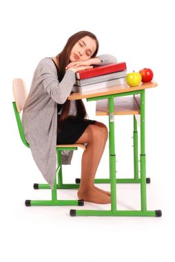 Eğitim, insanlar, genç ve okul kavramı - genç liseli kız