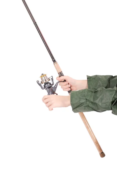 Fisherman holding a fishing pole — Stock Photo, Image