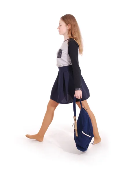 Portrait of teenager girl with school backpack — Stock Photo, Image