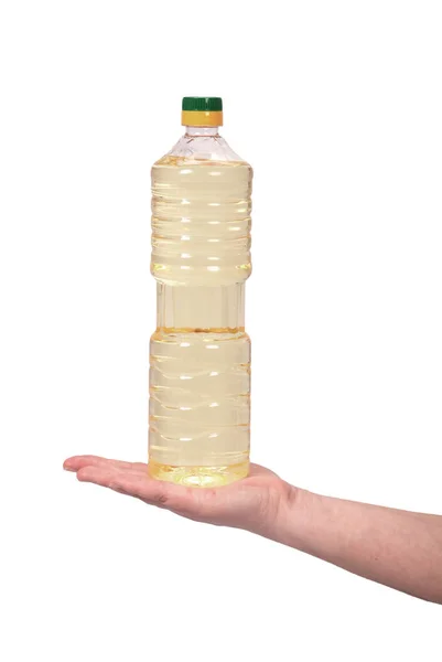 Fles van zonnebloemolie — Stockfoto