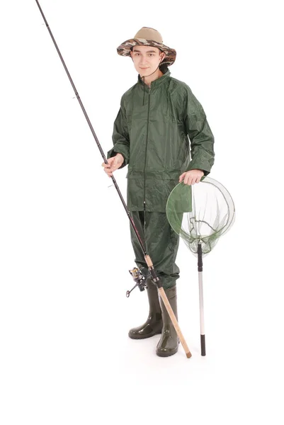 Fisherman holding a fishing pole — Stock Photo, Image