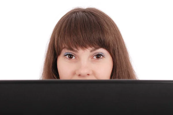 Retrato de estudante adolescente com laptop — Fotografia de Stock