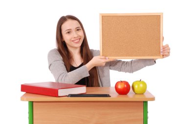 Eğitim, insanlar, genç ve okul kavramı - genç liseli kız