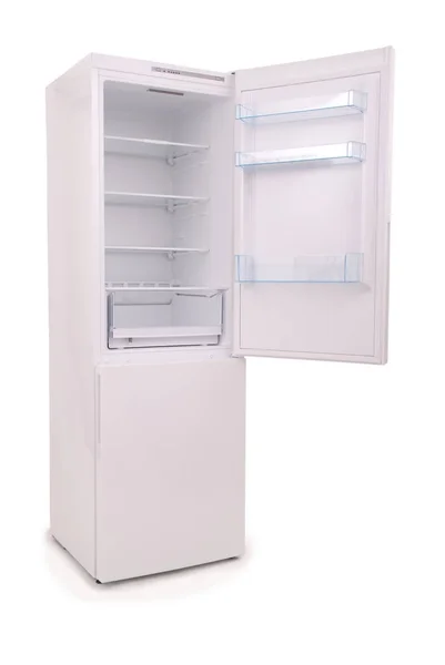 Isolado refrigerador vazio aberto (caminho Clipping ) — Fotografia de Stock