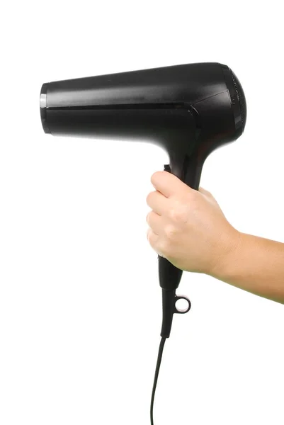 Hand holding hair dryer — Stock Photo, Image