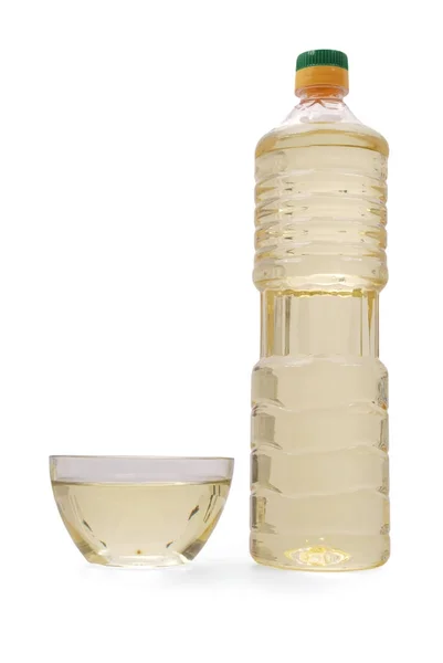 Fles van zonnebloemolie — Stockfoto