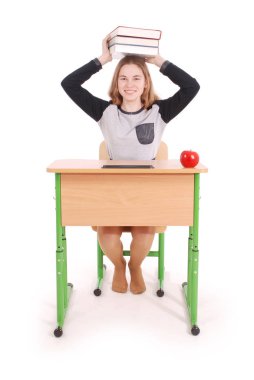 Eğitim, insanlar, genç ve okul kavramı - genç liseli kız 