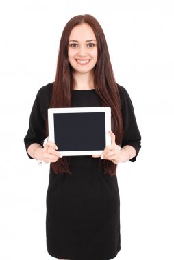 Kız tablet pc tutar