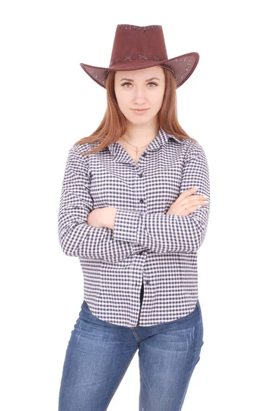 Giovane signora in un cappello da cowboy — Foto Stock