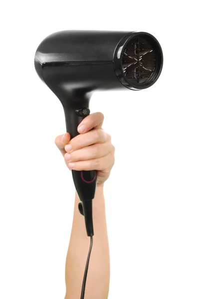 Hand holding hair dryer — Stock Photo, Image