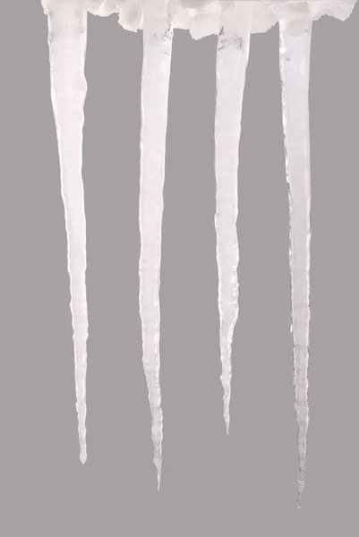 Icicle isolated on a grey (Clipping path) — Stock Photo, Image