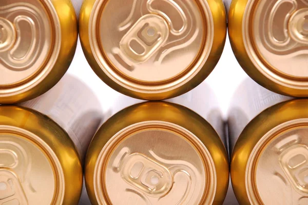 Metal beer cans background Stock Photo