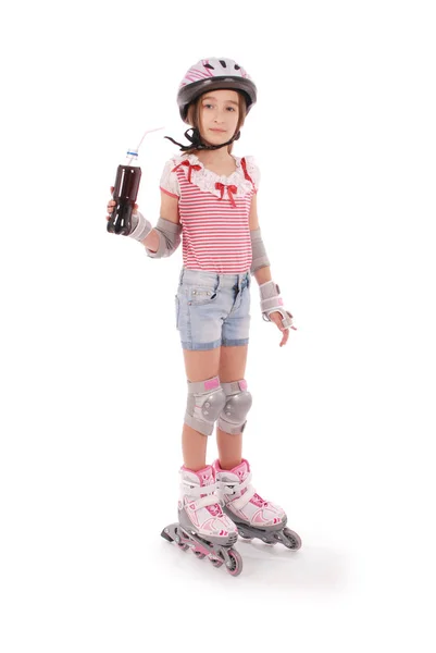 Cute girl on roller skates — Stock Photo, Image