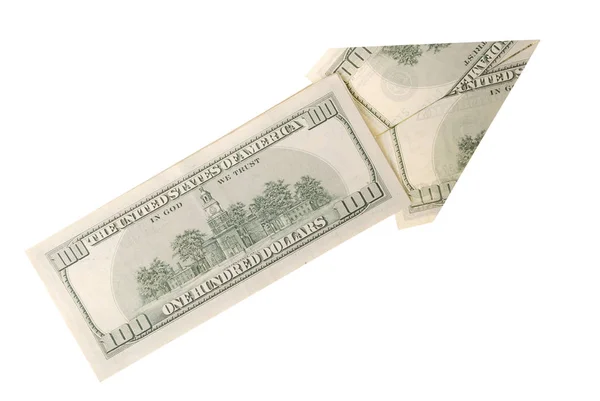 Arrow made of dollars — Stock Photo, Image