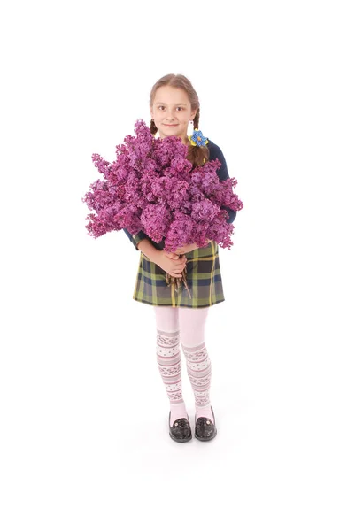 女孩少年站着淡紫色的手 — 图库照片