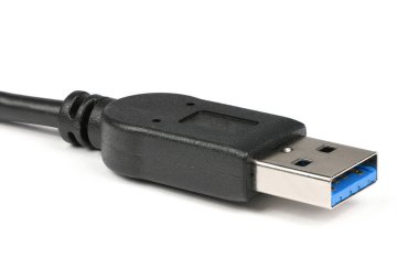 Beyaz izole Closeup Usb kablosu.