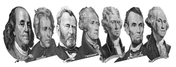 Retratos de presidentes e políticos a partir de dólares — Fotografia de Stock