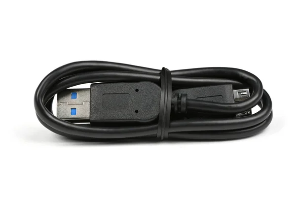 Einzelnes schwarzes USB-Kabel. — Stockfoto