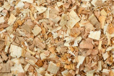 Büyük Bahçe Bark Woodchips Bir Freshly Laid Katman. Bir çocuk oyun parkı, Yukarıdan Aşağıya Görünüm güvenli yumuşak yüzey olarak kullanılan Woodchips. 