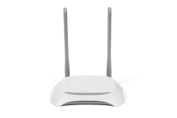 White WI-FI router with two antennas (Clipping path) — Stock Photo, Image