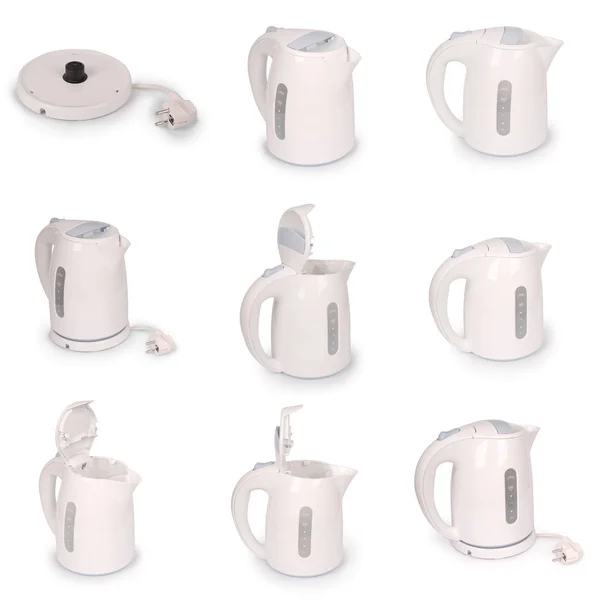 Nine white electric kettle — Stock Photo, Image