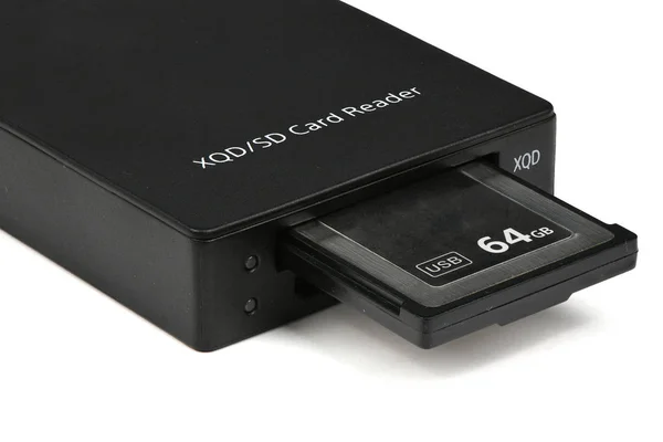 New data memory card and reader used in video photo products. — Stock Photo, Image