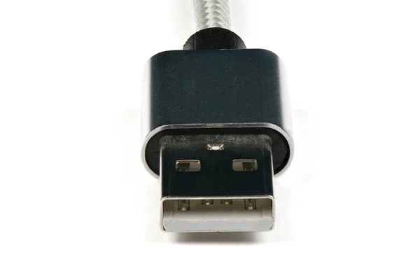 Cavo Usb Primo Piano Isolato Bianco Foto Alta Risoluzione Profondità — Foto Stock