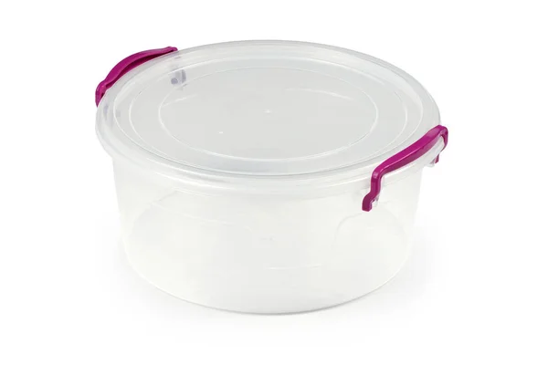 Beyaz Üzerine Şeffaf Plastik Yiyecek Kabı Yüksek Çözünürlüklü Kırpma Yolu — Stok fotoğraf