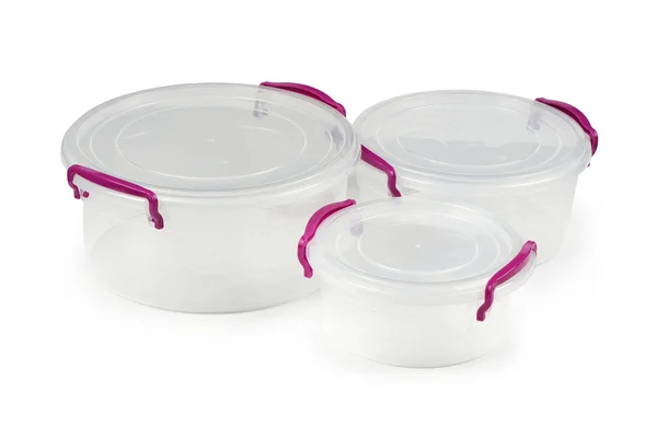 Transparent Plastic Food Container White High Resolution Photo Clipping Path — Stock Photo, Image