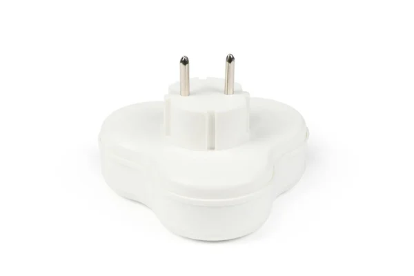 Plastic Electrical Tee Connector Three Sockets White Background High Resolution — Stock Photo, Image