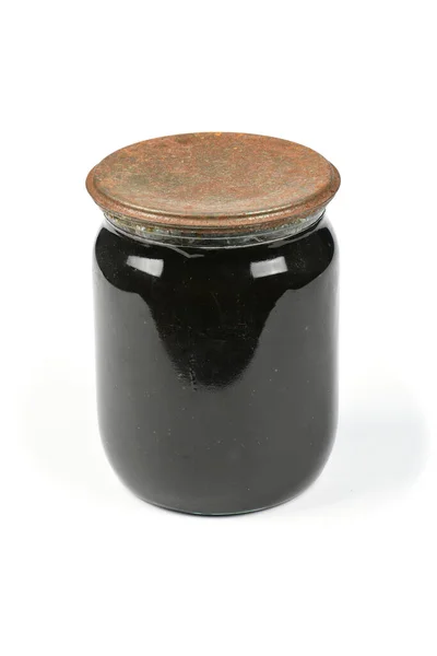 Old Glass Jar Jam Isolated White Background Soft Shadow High — Stock Photo, Image