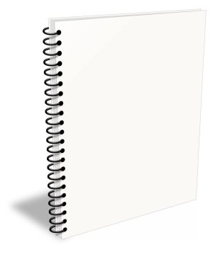 Boş spiral defter. Üç boyutlu tasvir. Beyaz arkaplanda izole. 