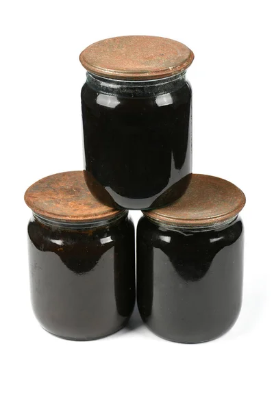 Old Glass Jar Jam Isolated White Background Soft Shadow High — Stock Photo, Image