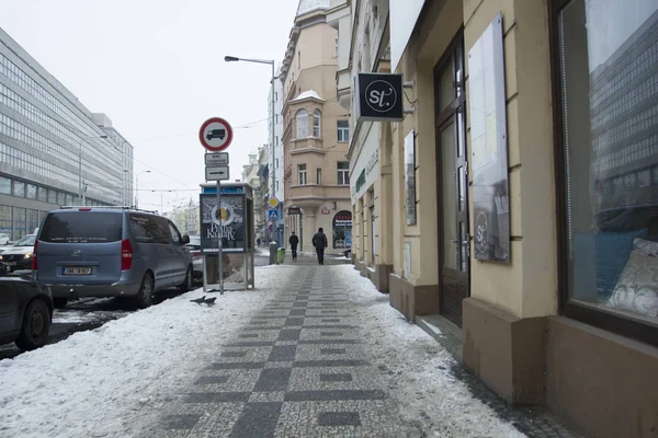 Prague Tsjechië Januari 2017Usual Dag Stad Stockafbeelding