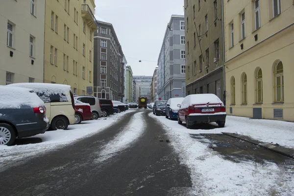 Prague Tsjechië Januari 2017Usual Dag Stad Rechtenvrije Stockafbeeldingen