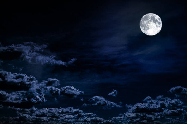 Background night sky with stars, moon and clouds. Elements of this image furnished by NASA