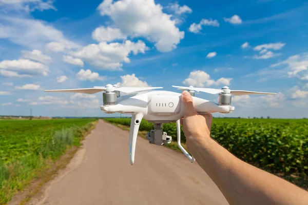 Drone in hand of  man — Stock Photo, Image