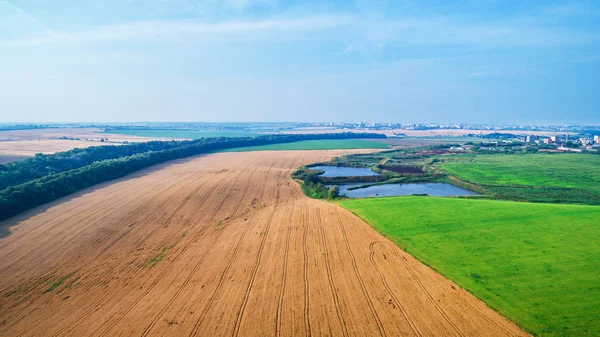 Вид з повітря на сільськогосподарські угіддя, поля . — стокове фото