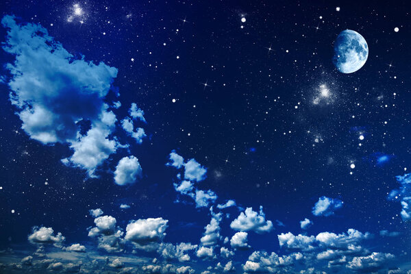 Night sky with stars and moon. nature