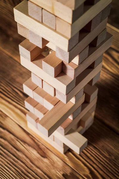 Bloques Madera Juguetes Sobre Fondo Madera — Foto de Stock