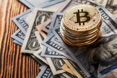 Altın bitcoins ve banknot