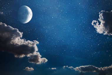 arka plan gece gökyüzünde yıldızlar ve ay ile. Nasa tarafından döşenmiş bu görüntü unsurları