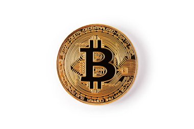 Beyaz bir arka plan üzerinde izole Bitcoin