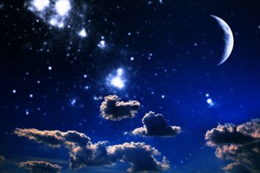 arka plan gece gökyüzünde yıldızlar ve ay ile. Nasa tarafından döşenmiş bu görüntü unsurları