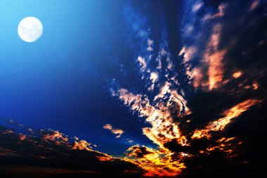 arka plan gece gökyüzünde yıldızlar ve ay ile. Nasa tarafından döşenmiş bu görüntü unsurları