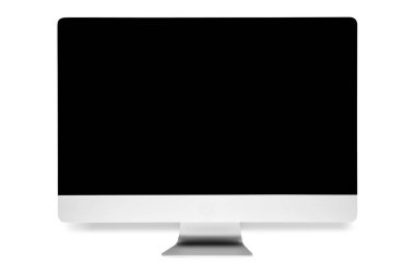 Beyaz arka planda izole edilmiş boş beyaz ekranlı bilgisayar ekranı