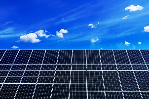 Solar Panels Against The Deep Blue Sky — Stock Photo, Image